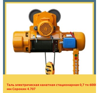 Таль электрическая канатная стационарная 0,7 тн 6000 мм Сорокин 4.707