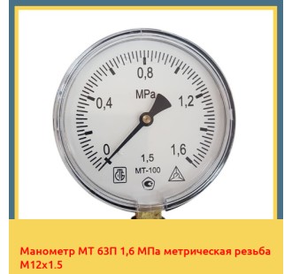 Манометр МТ 63П 1,6 МПа метрическая резьба М12х1.5 в Караганде